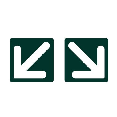 Giriş ve çıkış için işaret dikdörtgeni kare okunu bohçala