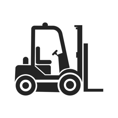 Sarı üçgen güvenlik simgesi siyah piktogram forklift, çatal, tekerlek, direksiyon, endüstriyel araç uyarısı 