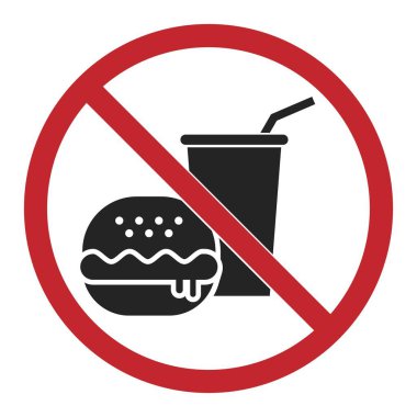 İçeriye yiyecek ve içecek getirmemenin izole bir örneği. Beyaz daire şeklinde kırmızı çizilmesine izin verilmiyor.