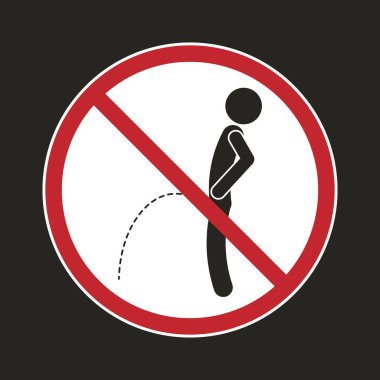 Isolated black pictogram man pee, for do not piss sign on public area or swimming pool