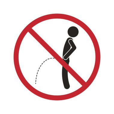 Isolated black pictogram man pee, for do not piss sign on public area or swimming pool