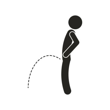 Isolated black pictogram man pee, for do not piss sign on public area or swimming pool