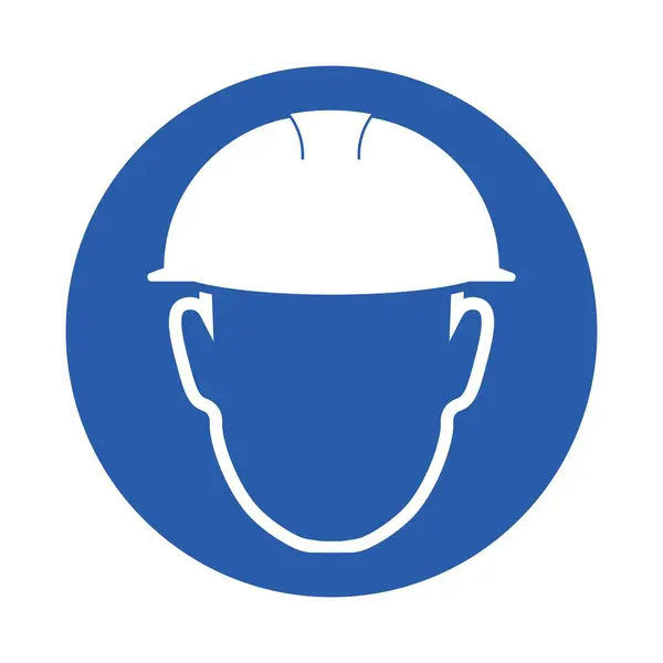 İzole edilmiş mavi talimat işareti, dümen, başlık ve baş koruma levhası takmak zorunludur.