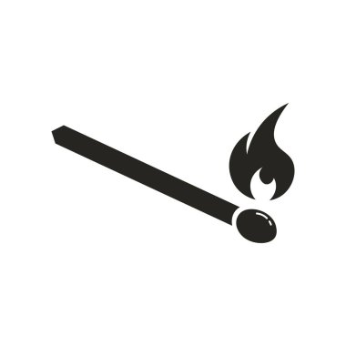 İzole edilmiş Pictogram güvenlik işareti: Ateş getirmeyin, yanıcı madde, yangın tehlikesi işareti ve yanan kibrit çubuğu çizimi