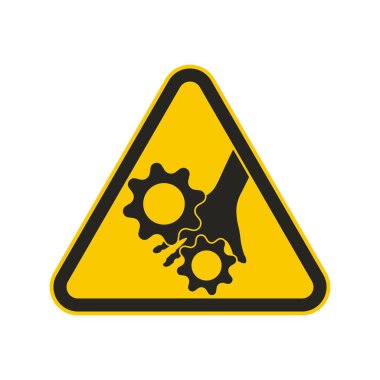 Siyah piktogram yaralanma üçgen uyarı etiketi risk parmak ezme parçası el resmi, güvenlik işareti teçhizat, uyarı tehlike bilgi etiketi ile hareket