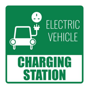 EV park alanı veya şarj istasyonu için, geri dönüşüm gücü ve elektrikli araba üzerinde pintable yeşil beyaz dikdörtgen işareti
