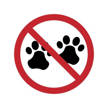 Siyah ve sarı evcil hayvanlardan oluşan izole edilmiş baskı tasarımı etiketi yasak, evcil hayvan giremez, kırmızı çemberle işaretlenmiş hayvanlar giremez