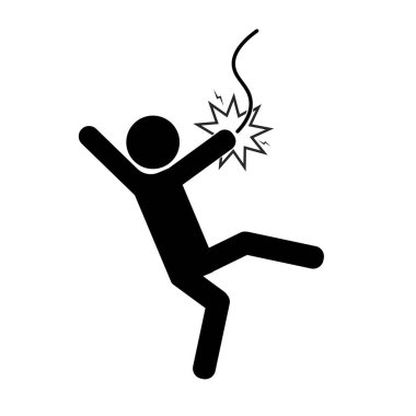 Elektrik, elektrik, elektrik ve yüksek voltajlı güvenlik etiketleriyle vurulan işçilerin sarı üçgen işareti.