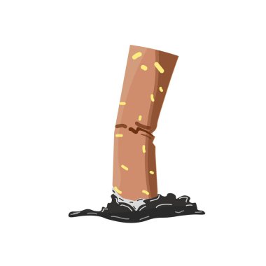 Tütün izmaritlerinin küllerle söndürülmüş, küllerle söndürülmüş sigara izmaritleri ve sigara içme yasağı işaretinin üzerini çizmiş.