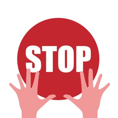 Birçok insan elinin vektör çizimi kırmızı daire işareti olan bir şeyi reddettiğini gösteriyor. Web için dur işareti ya da öneri sigarayı bırak, izole edilmiş beyaz ile ırkçılığı bırak.
