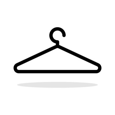 Moda mağazası ana hatları sembolü, düz gömlekli elbise askısı vektör simgesi beyaz arkaplanda izole edilmiş, dolap montaj odası simgesi