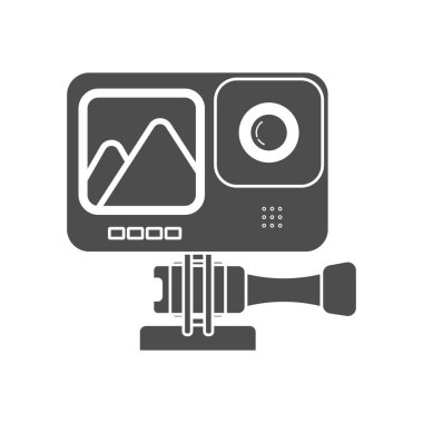 İzole edilmiş logo, sembol ve simge olarak siyah ve beyaz hazır kamera