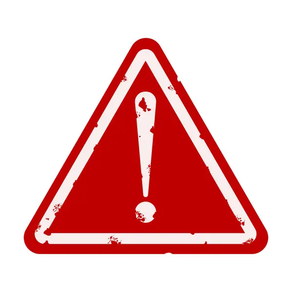 Eski yıpranmış paslı uyarı, uyarı, tehlike, dikkat lütfen üçgen kırmızı ünlem işareti illüstrasyon tasarım vektörü