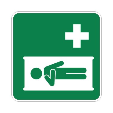 Sağlık merkezi, hastane ve kliniğin izole edilmiş ikonu, sağlık işareti ve statoskop ikonu olan bir doktor.