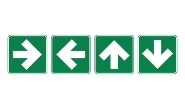 İzole edilmiş beyaz ile dikdörtgen kare yeşil yön işareti demeti