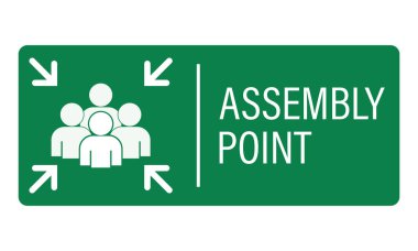 İzole edilmiş kare yeşil işaret grubu, toplanma noktası işareti için toplanıyor.