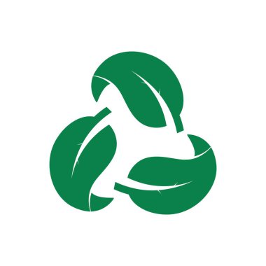 İzole edilmiş geri dönüşüm, yeniden kullanım, yeşil, ekoloji, sürdürülebilirlik işareti için üç yaprak şekilli döngü üçgeninden oluşan atık işaretini azaltma