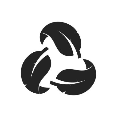 İzole edilmiş geri dönüşüm, yeniden kullanım, yeşil, ekoloji, sürdürülebilirlik işareti için üç yaprak şekilli döngü üçgeninden oluşan atık işaretini azaltma