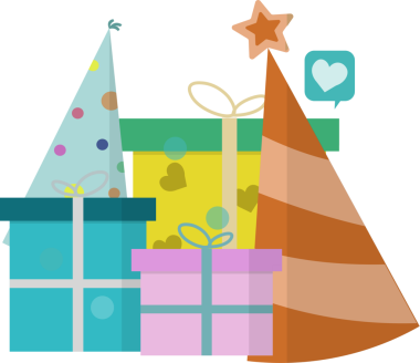 Düzenlenebilir metin Mutlu yıllar balon, renkli kurdele, hediye dekoratif illüstrasyon vektörü soyut arkaplan 