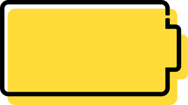 İzole edilmiş düz dizayn siyah sarı pil, güç, elektrik, hücre, şarj simgesi