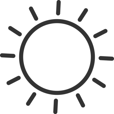 Parlak güneş ışığı, gündüz ışığı çizim ana hatları vektör simgesi 