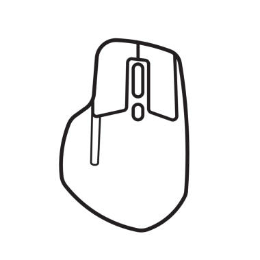 Gelişmiş kablosuz bilgisayar faresinin siyah ve beyaz izole simgesi