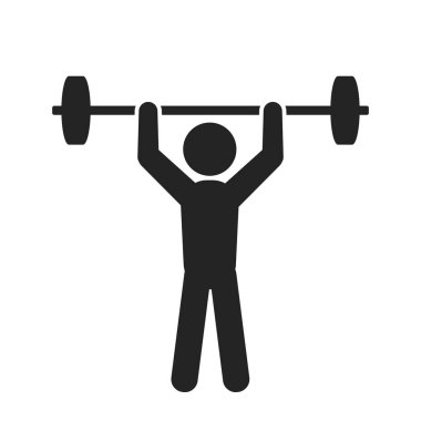 izole edilmiş spor piktogramı, kol egzersizi, halter, kol bisepsi kıvrımı, beden eğitimi ikonu.