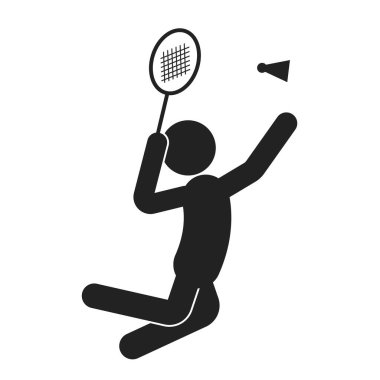 İzole edilmiş spor piktogram badminton, çöp adam ezme sembolü