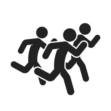 İzole edilmiş pictogram işareti grup çalıştırma, çalıştırma etkinliği, aktif spor simgesi sembolü