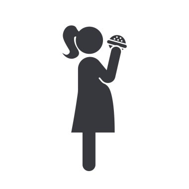 Hamile kadınlar için yemek tabelaları yemek, beyaz arka planda izole edilmiş, sağlık ve uyarı materyalleri için uygun.