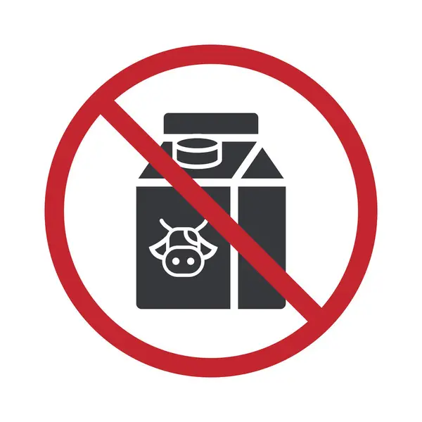 İzole edilmiş yasaklama işareti: Bu yiyecek ve içecek süt içermiyor, laktoza duyarlı ve alerji etiketi için uygun