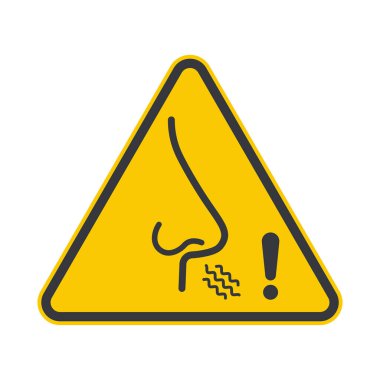 İzole üçgen kruvazyon işareti: nefes almayın, koku almayın, yüksek derecede kirlenmiş hava durumu işareti