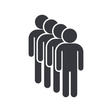 İzole edilmiş piktogram insan çizgisi, kuyruk, giriş, giriş, takım çalışması, bir grup adam