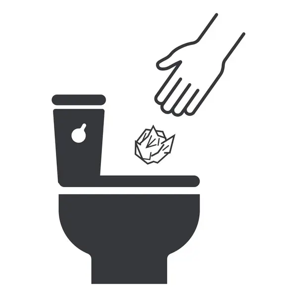 İzole edilmiş taslak resim çizgisi. Tuvalet kağıdını tuvalet kağıdına at. Temiz tutmak için, çöp atma ya da tuvalet işareti yapma.