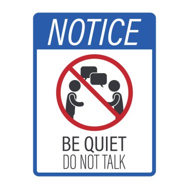 İzole edilmiş yasaklama işareti: Sessiz olun, konuşmayın, konuşmayı yasaklayın, tören, gösteri, konser için sessizliği vurgulayın
