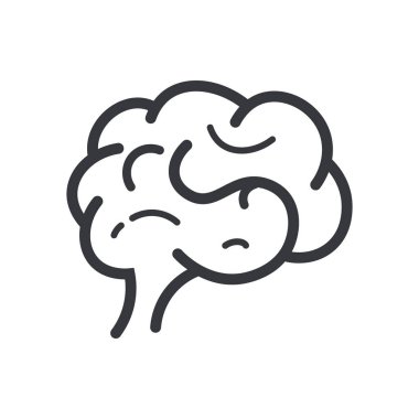 İzole edilmiş tasvirde sinirleri olan bir beyin, kafa gövdesi olan bir simge, düşünme, akıllı fikirler ve yaratıcılığı sembolize ediyor.