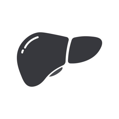 Karaciğerin izole edilmiş piktogramı, sağlık, detoksifikasyon ve tıbbi ve anatomik bağlamlarda hayati bir vücut parçası.