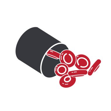 Bir kırmızı kan hücresinin izole edilmiş piktogram ikonu, anatomi, vücut parçaları ve sağlık grafik elementini temsil ediyor..