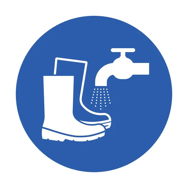 Kullanıldıktan sonra ayakkabıları temizleme ya da yıkama talimatı gösteren izole bir resim grafiği, işyerlerinde hijyen ve bot temizliğinin teşvik edilmesi