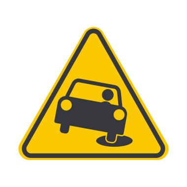 Yolda bir çukura düşen izole edilmiş bir piktogram, yoldaki delikleri uyarıyor.