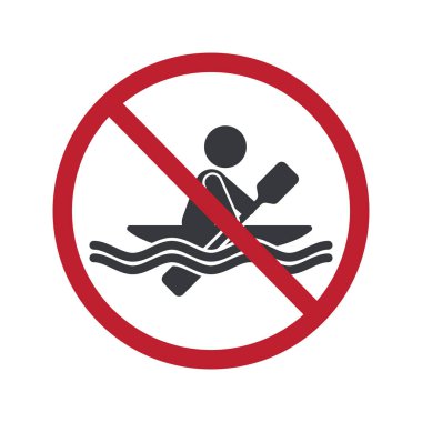 İzole edilmiş bir kano, tehlike ve yüksek riskli su sporu uyarı işareti.