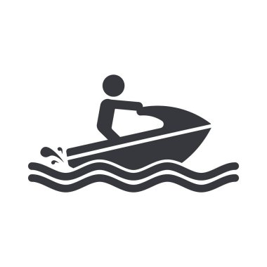 Yüksek hızlı su sporları aktivitesini, macerayı ve deniz veya gölde eğlenceyi temsil eden piktogram simgesi