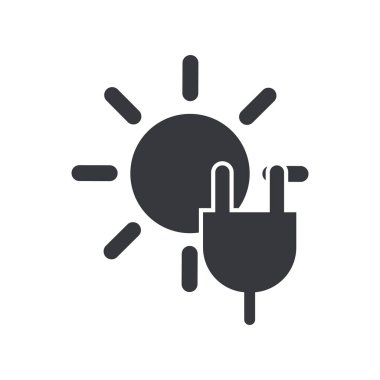 Güneş paneli enerjisinin izole edilmiş ikonu, yenilenebilir ve çevre dostu güç kaynağı kullanılarak güneş ışığından üretilen elektriği temsil ediyor.