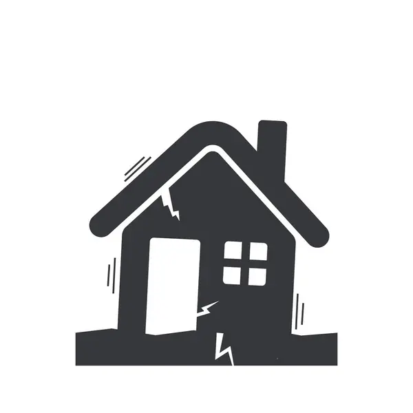 Depremin izole edilmiş bir ikonu. İçinde ev, ağaç ve çatlamış zemin çizimleri var. Doğal afeti simgeliyor.