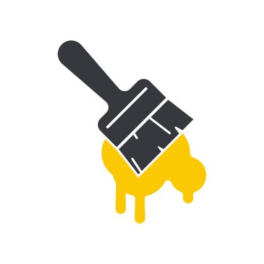 Islak boya, fırça ve damlayan boya işaretleri, kazara temas etmemesi için uyarı sembolü..