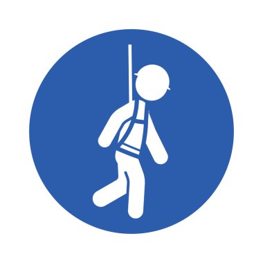 Yüksek riskli sanayi bölgelerinde güvenlik talimatları için kullanılan ip ve vücut kemeri takan izole güvenlik levhası.