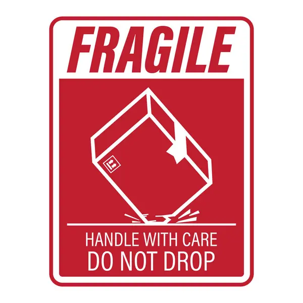 İzole uyarı işareti paketi düşürme uyarısı; karton kutunun içindekiler kırılgandır ve dikkatli kullanım gerektirir