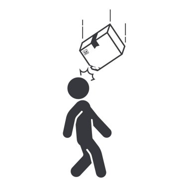 Düşen karton kutuların izole uyarı işareti, çalışanlara tetikte olmalarını ve deponun güvenlik talimatlarını ve önlemlerini izlemelerini hatırlatıyor.