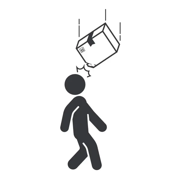 Düşen karton kutuların izole uyarı işareti, çalışanlara tetikte olmalarını ve deponun güvenlik talimatlarını ve önlemlerini izlemelerini hatırlatıyor.