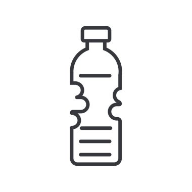 Kullanılmış plastik bir şişenin izole edilmiş ana hatları, buruşmuş ve atılmış, atığı, kirliliği ve geri dönüşüm farkındalığını temsil eden,